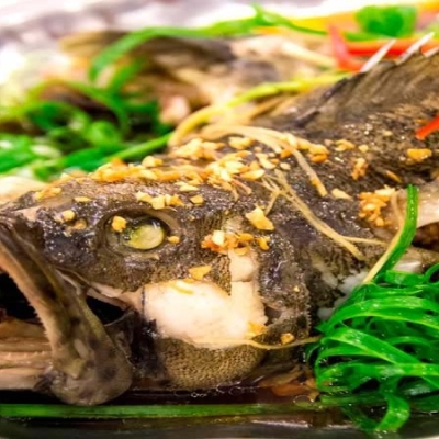 Cá tầm/Cá bớp hấp nấm